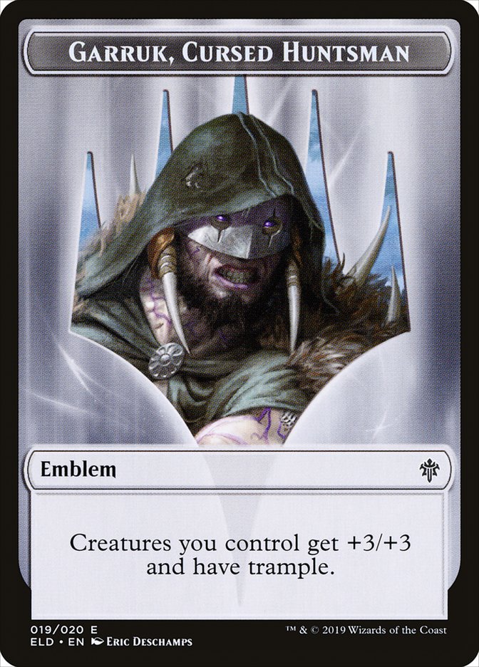 Garruk, Cursed Huntsman Emblem [Throne of Eldraine Tokens] | GnG Games