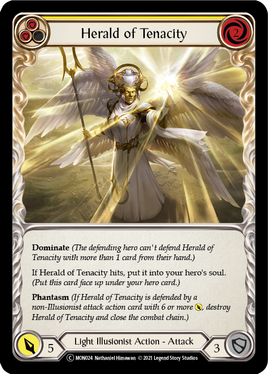 Herald of Tenacity (Yellow) (Rainbow Foil) [U-MON024-RF] Unlimited Edition Rainbow Foil | GnG Games