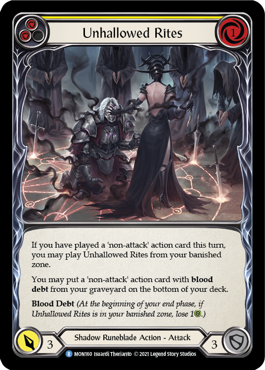 Unhallowed Rites (Yellow) (Rainbow Foil) [MON160-RF] 1st Edition Rainbow Foil | GnG Games