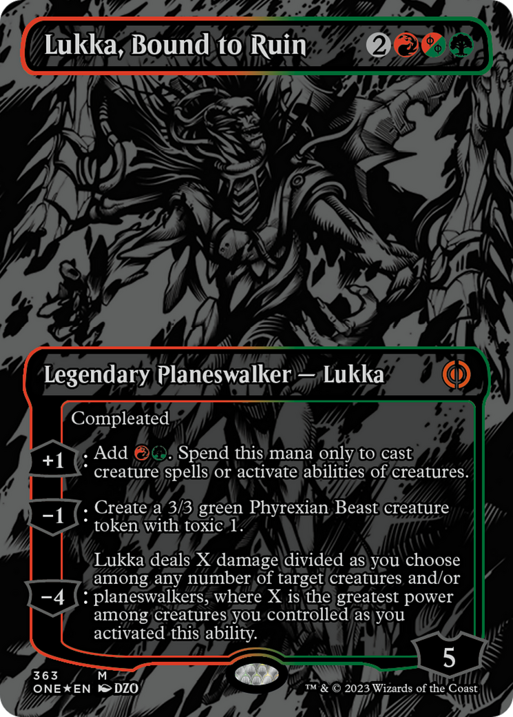 Lukka, Bound to Ruin (Oil Slick Raised Foil) [Phyrexia: All Will Be One] | GnG Games