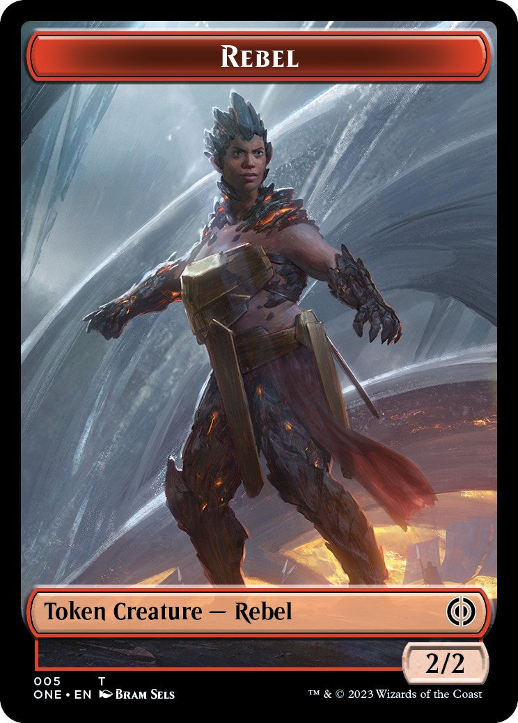 Rebel // Goblin Double-Sided Token [Phyrexia: All Will Be One Commander Tokens] | GnG Games