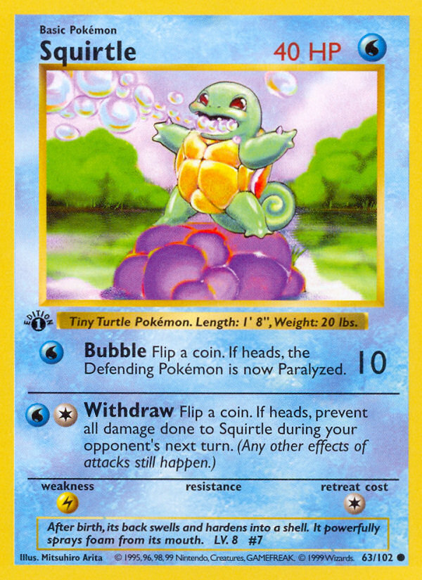 Squirtle (63/102) (Shadowless) [Base Set 1st Edition] | GnG Games