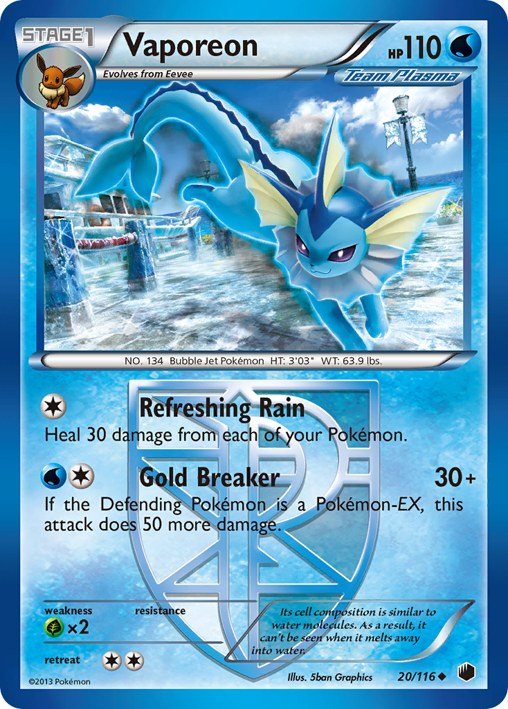 Vaporeon (20/116) [Black & White: Plasma Freeze] | GnG Games