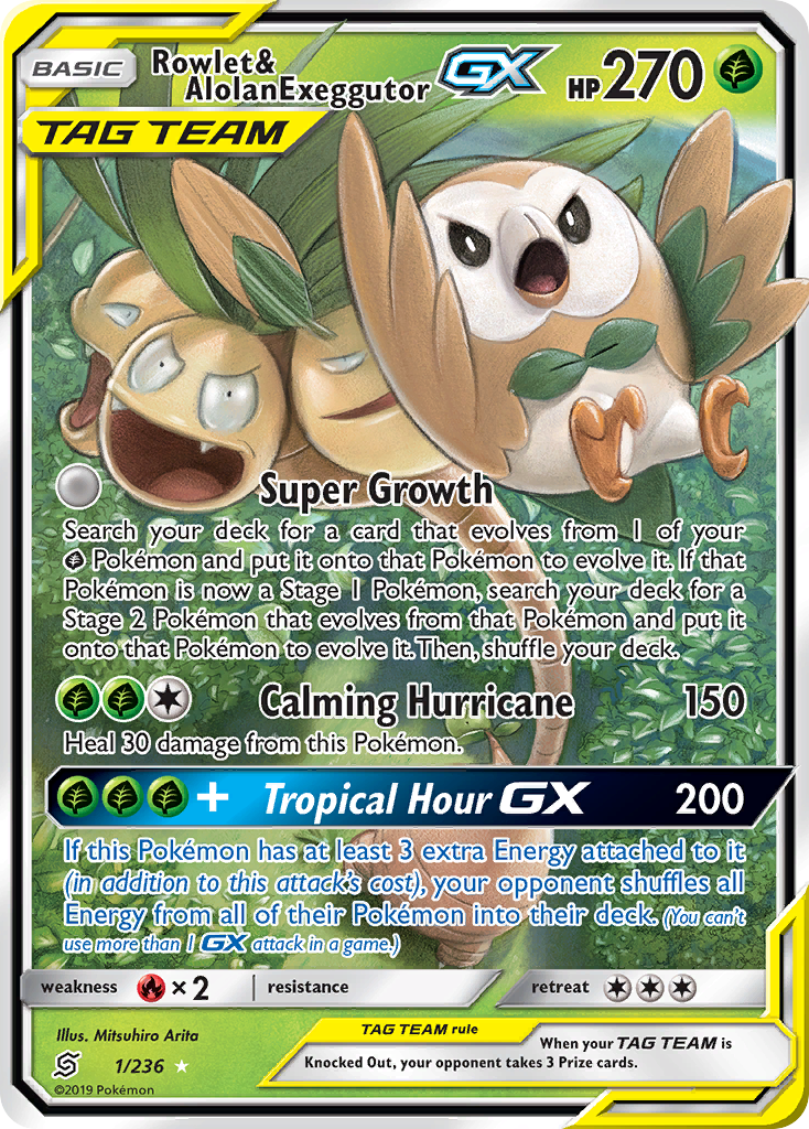 Rowlet & Alolan Exeggutor GX (1/236) [Sun & Moon: Unified Minds] | GnG Games
