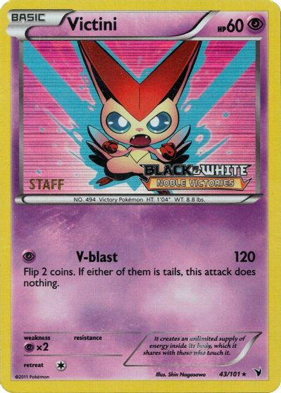 Victini (43/101) (Staff Prerelease Promo) [Black & White: Black Star Promos] | GnG Games