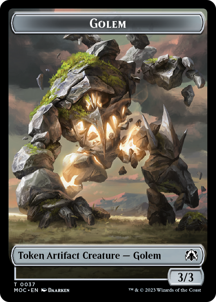 Golem // Clue Double-Sided Token [March of the Machine Commander Tokens] | GnG Games