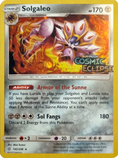 Solgaleo (142/236) (Cosmos Holo) [Sun & Moon: Cosmic Eclipse] | GnG Games