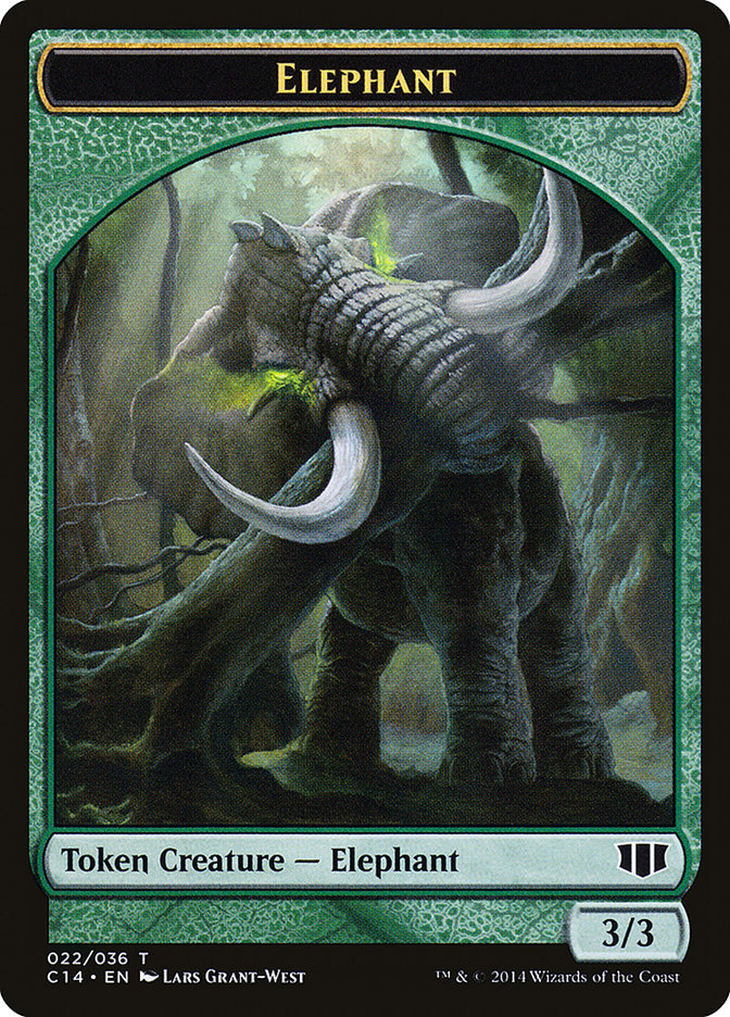 Elephant // Elf Warrior Double-sided Token [Commander 2014 Tokens] | GnG Games