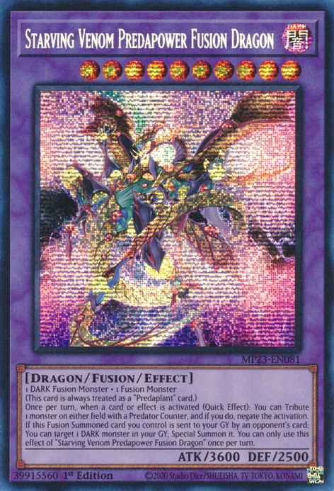 Starving Venom Predapower Fusion Dragon [MP23-EN081] Prismatic Secret Rare | GnG Games