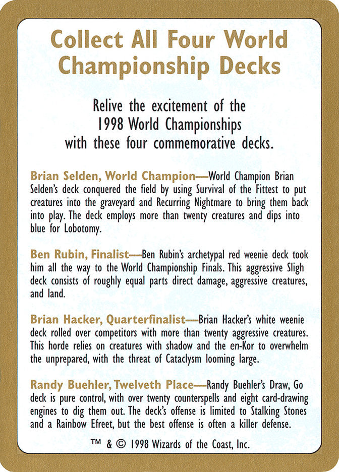1998 World Championships Ad [World Championship Decks 1998] | GnG Games