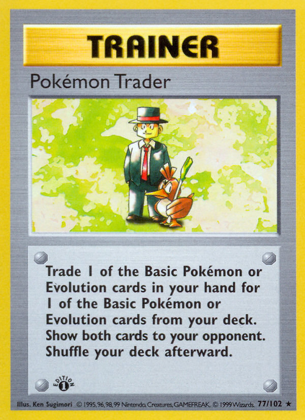 Pokemon Trader (77/102) (Shadowless) [Base Set 1st Edition] | GnG Games