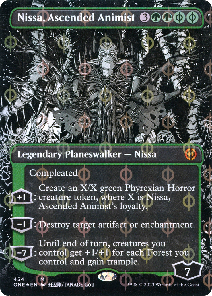 Nissa, Ascended Animist (Borderless Manga Step-and-Compleat Foil) [Phyrexia: All Will Be One] | GnG Games