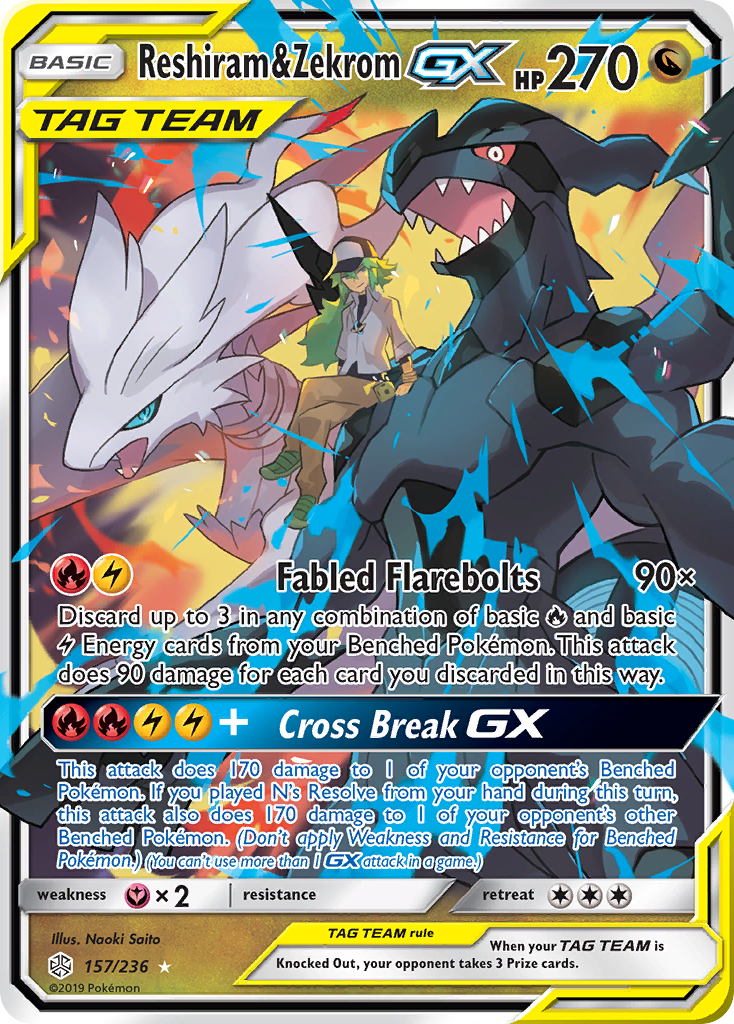 Reshiram & Zekrom GX (157/236) [Sun & Moon: Cosmic Eclipse] | GnG Games