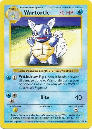 Wartortle (42/102) [Base Set Shadowless Unlimited] | GnG Games