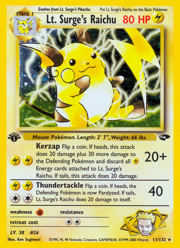 Lt. Surge's Raichu (11/132) [Gym Challenge 1st Edition] | GnG Games