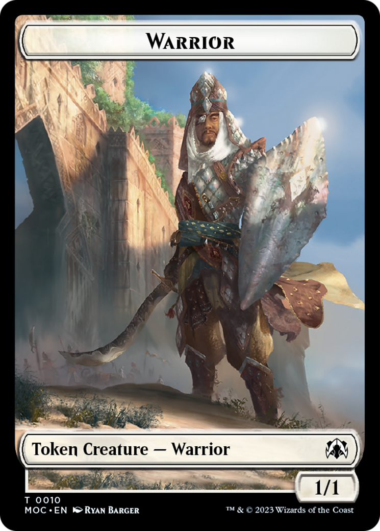 Warrior // Elspeth, Sun's Champion Emblem Double-Sided Token [March of the Machine Commander Tokens] | GnG Games