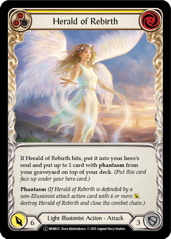 Herald of Rebirth (Yellow) (Rainbow Foil) [U-MON021-RF] Unlimited Edition Rainbow Foil | GnG Games