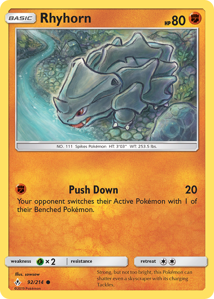 Rhyhorn (92/214) [Sun & Moon: Unbroken Bonds] | GnG Games