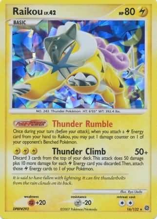 Raikou (16/132) (Cracked Ice Holo) [Diamond & Pearl: Secret Wonders] | GnG Games