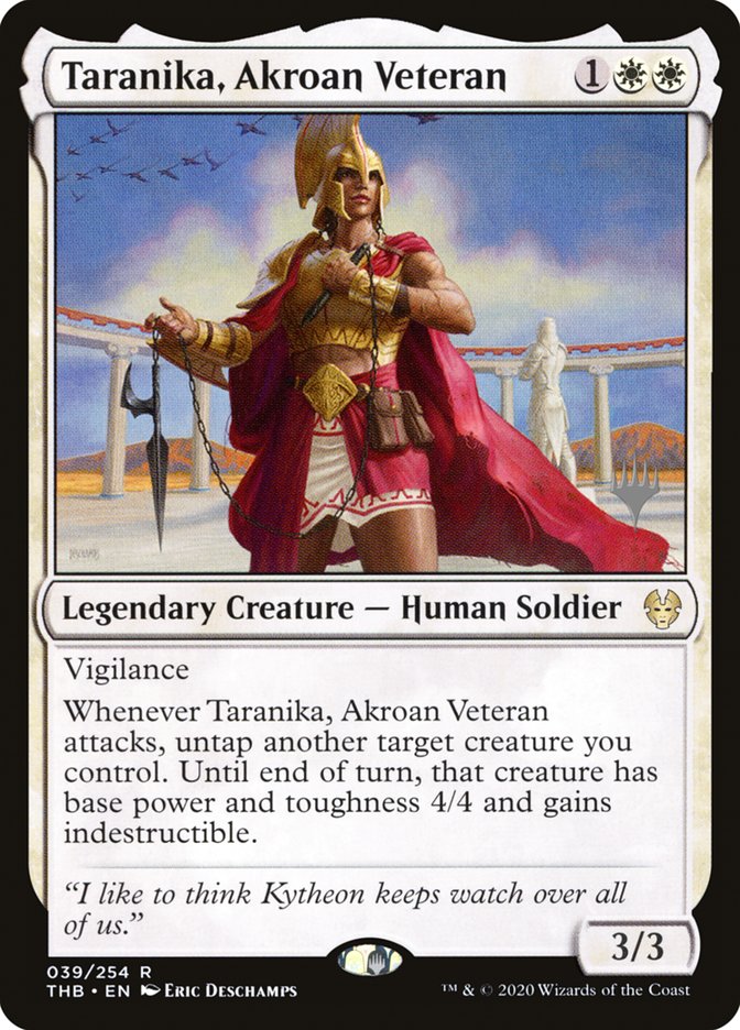 Taranika, Akroan Veteran (Promo Pack) [Theros Beyond Death Promos] | GnG Games