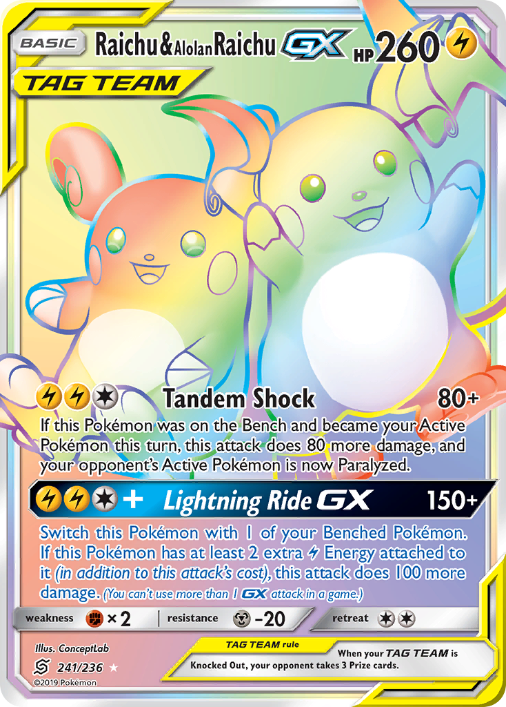 Raichu & Alolan Raichu GX (241/236) [Sun & Moon: Unified Minds] | GnG Games