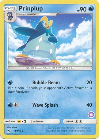 Prinplup (33/156) (Deck Exclusive #13) [Sun & Moon: Trainer Kit - Alolan Sandslash] | GnG Games