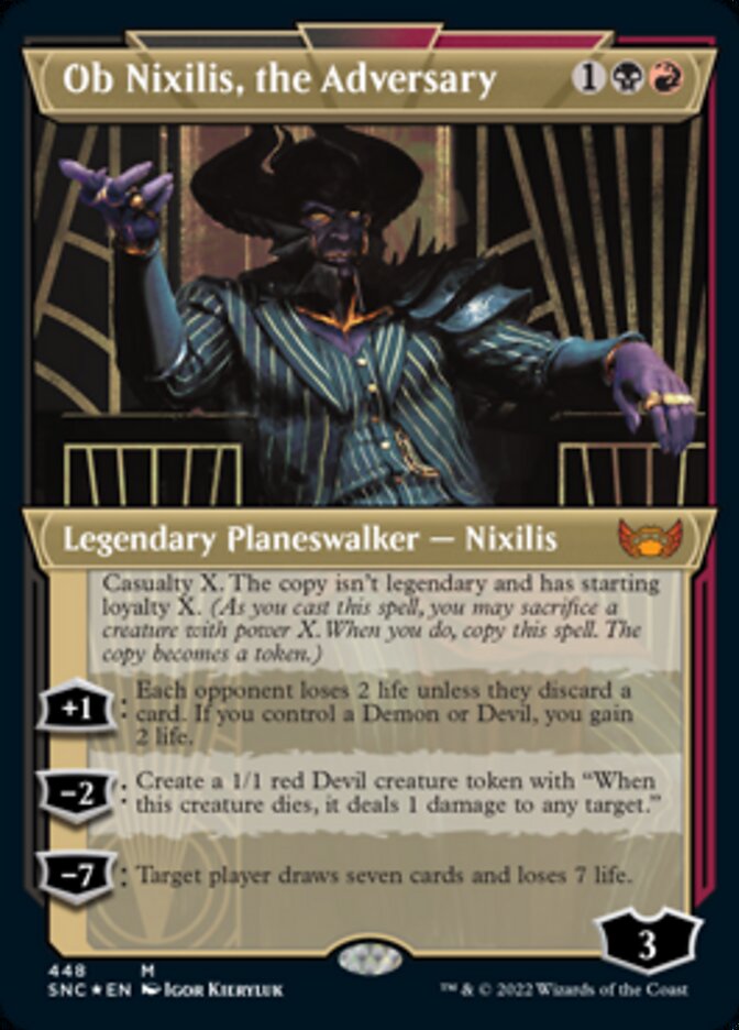 Ob Nixilis, the Adversary (Showcase Art Deco Foil Etched) [Streets of New Capenna] | GnG Games