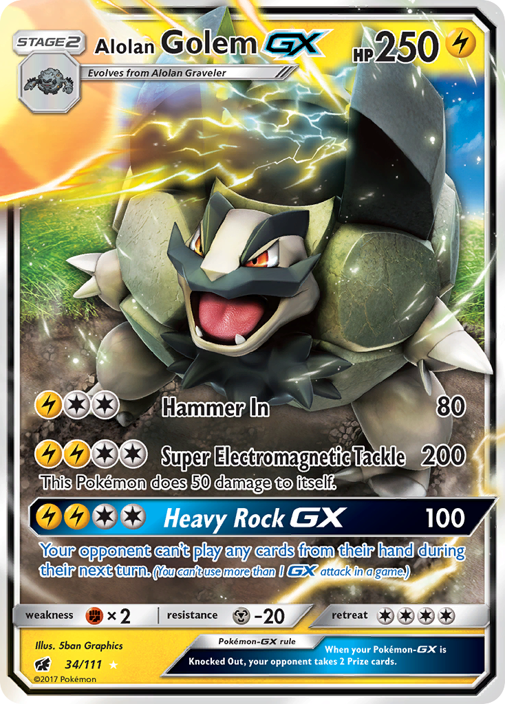 Alolan Golem GX (34/111) [Sun & Moon: Crimson Invasion] | GnG Games