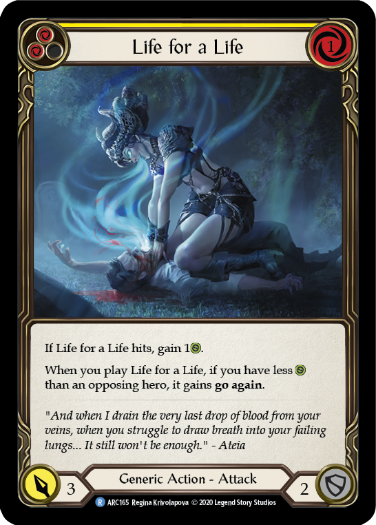 Life for a Life (Yellow) [ARC165] Unlimited Edition Rainbow Foil | GnG Games