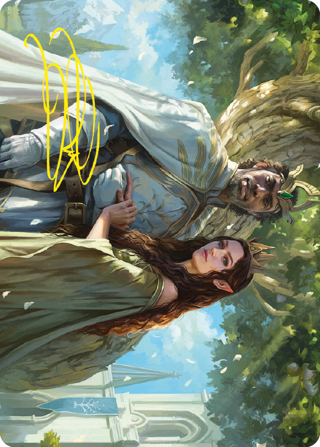 Aragorn and Arwen, Wed Art Card (Gold-Stamped Signature) [The Lord of the Rings: Tales of Middle-earth Art Series] | GnG Games