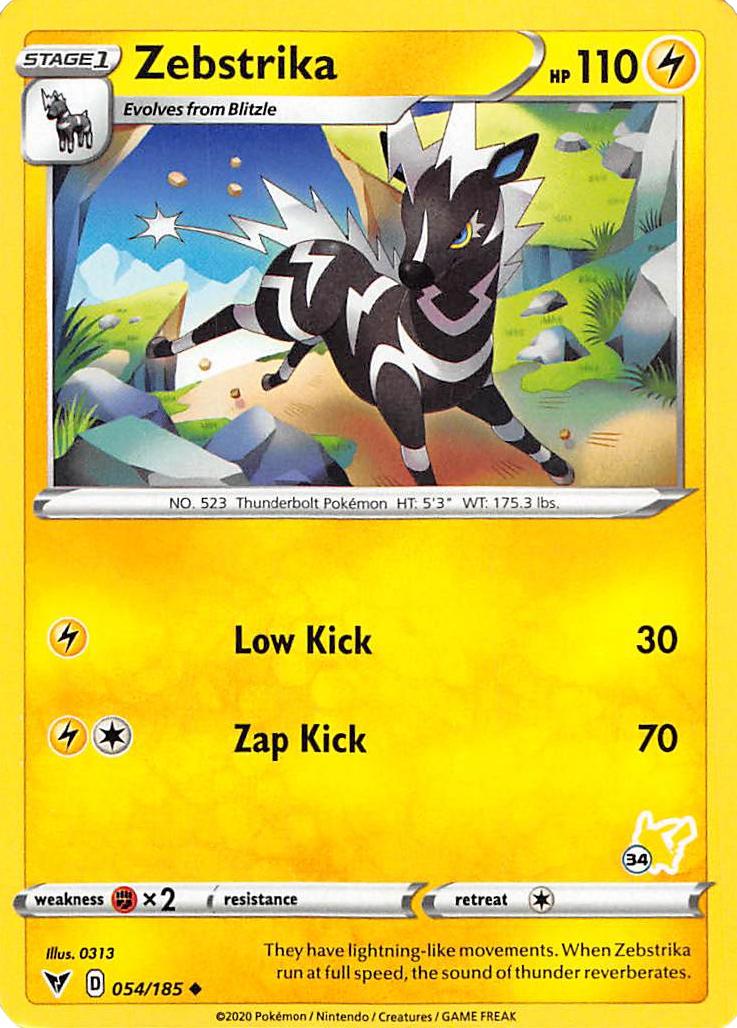 Zebstrika (054/185) (Pikachu Stamp #34) [Battle Academy 2022] | GnG Games