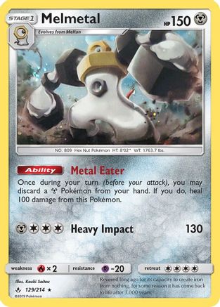 Melmetal (129/214) (Cosmos Holo) [Sun & Moon: Unbroken Bonds] | GnG Games