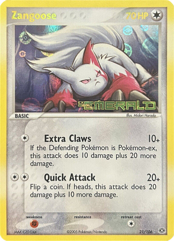 Zangoose (21/106) (Stamped) [EX: Emerald] | GnG Games