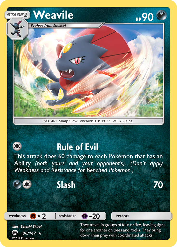 Weavile (86/147) [Sun & Moon: Burning Shadows] | GnG Games