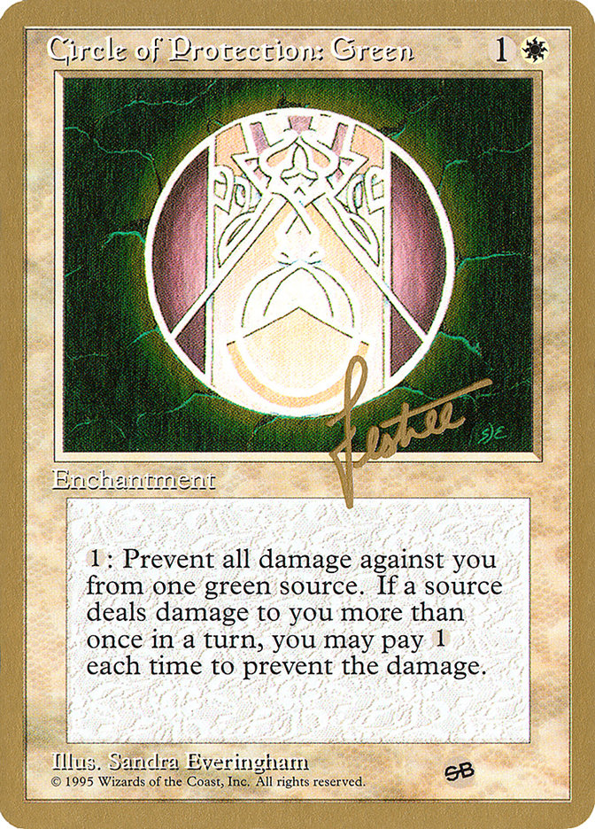 Circle of Protection: Green (Bertrand Lestree) (SB) (4ED) [Pro Tour Collector Set] | GnG Games