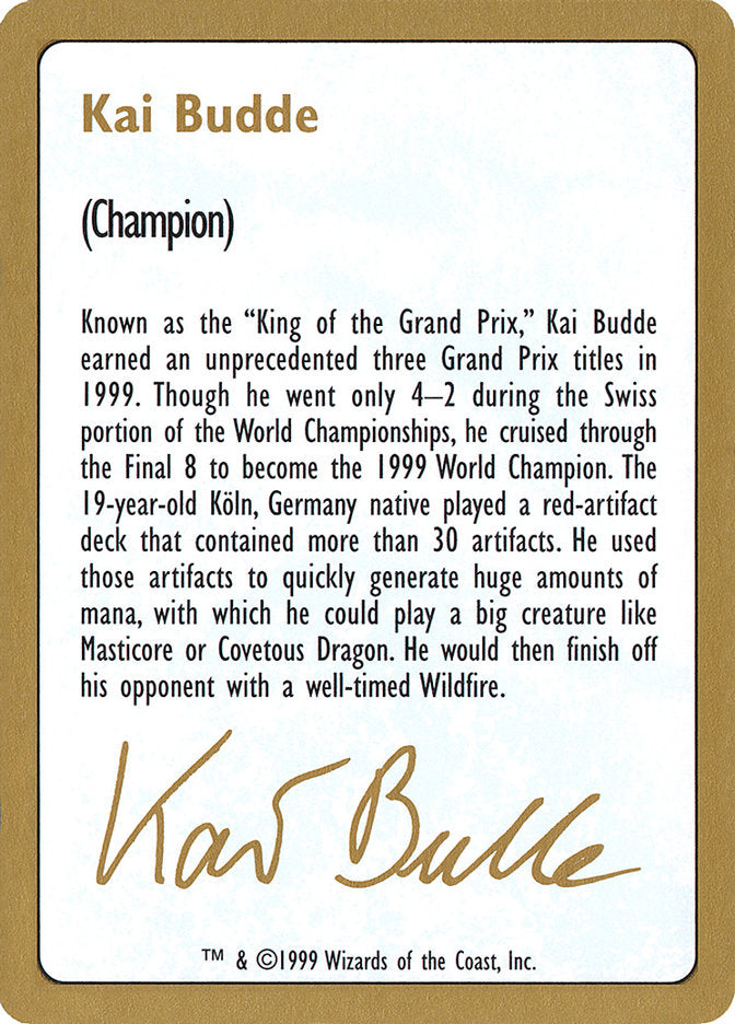 Kai Budde Bio [World Championship Decks 1999] | GnG Games