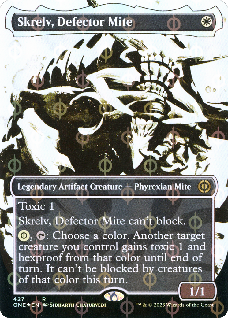 Skrelv, Defector Mite (Borderless Ichor Step-and-Compleat Foil) [Phyrexia: All Will Be One] | GnG Games