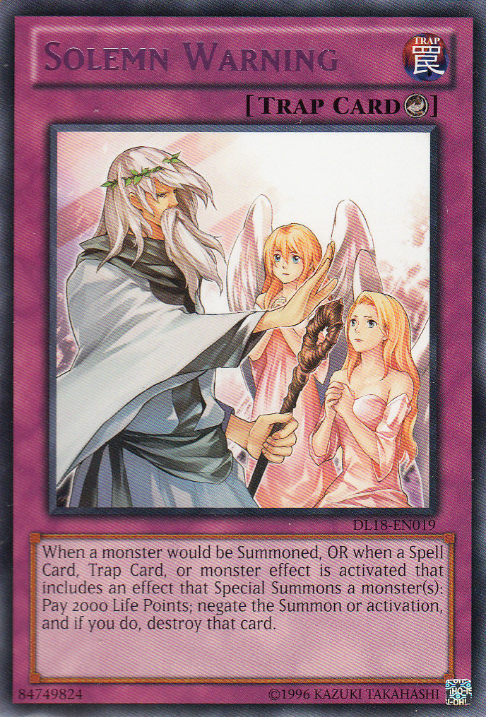 Solemn Warning (Purple) [DL18-EN019] Rare | GnG Games