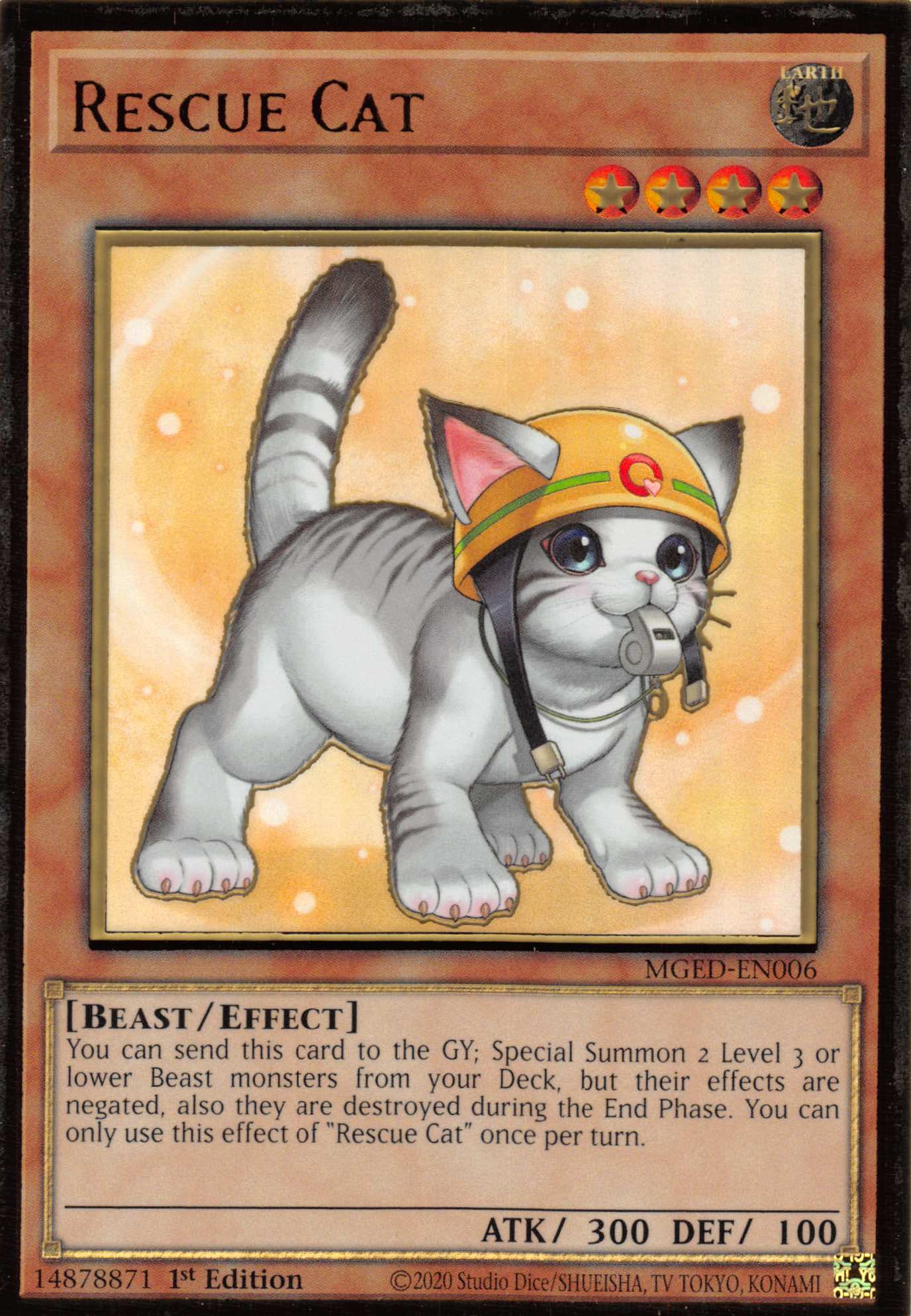 Rescue Cat (Alternate Art) [MGED-EN006] Gold Rare | GnG Games