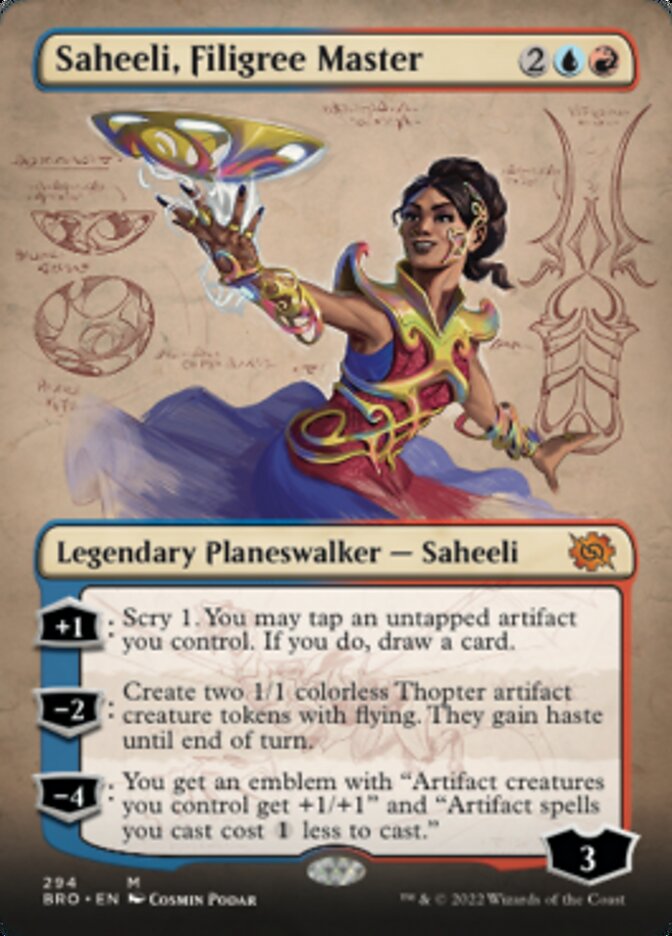 Saheeli, Filigree Master (Borderless Alternate Art) [The Brothers' War] | GnG Games