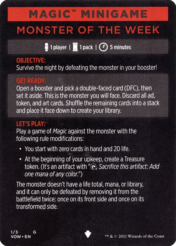 Monster of The Week (Magic Minigame) [Innistrad: Crimson Vow Minigame] | GnG Games