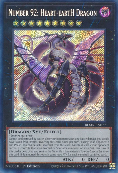 Number 92: Heart-eartH Dragon [BLMR-EN077] Secret Rare | GnG Games