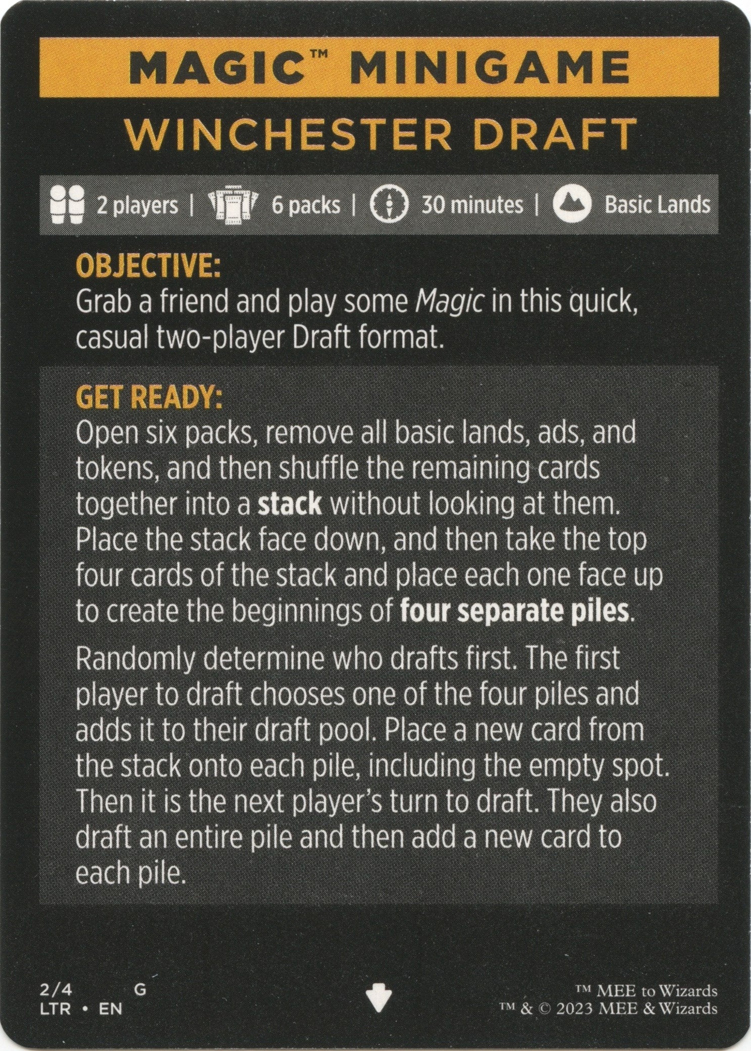 Winchester Draft (Magic Minigame) [The Lord of the Rings: Tales of Middle-Earth Minigame] | GnG Games