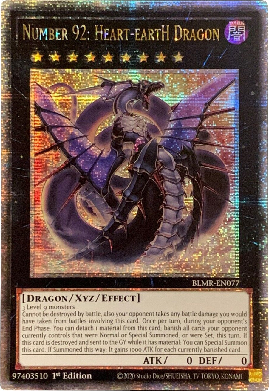 Number 92: Heart-eartH Dragon [BLMR-EN077] Quarter Century Secret Rare | GnG Games