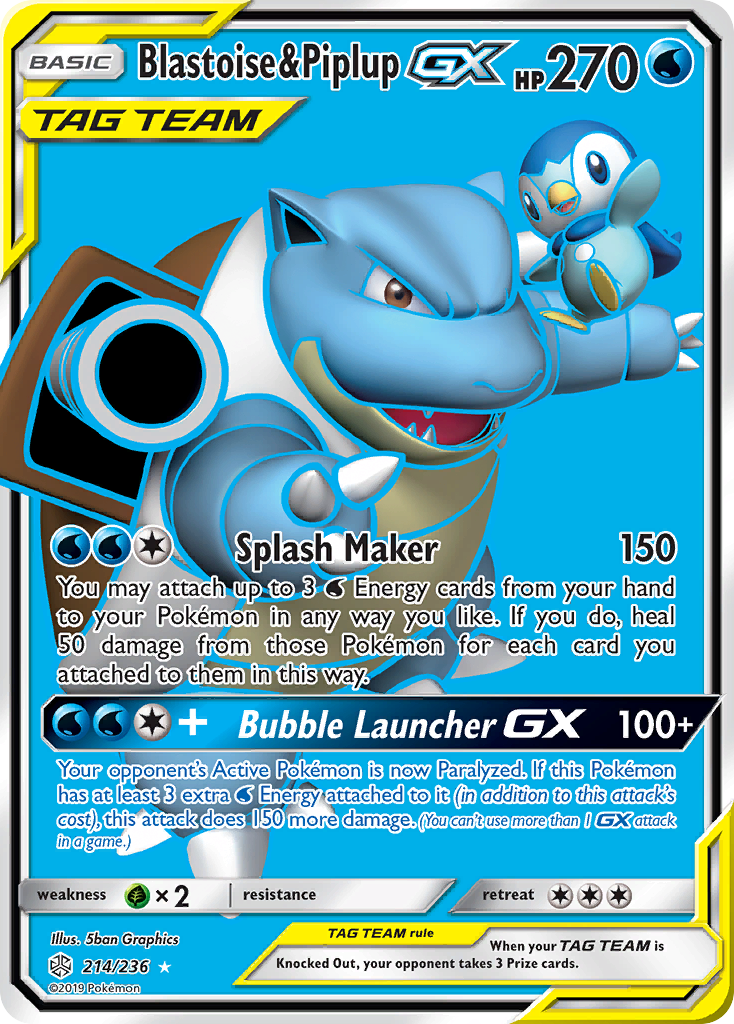 Blastoise & Piplup GX (214/236) [Sun & Moon: Cosmic Eclipse] | GnG Games