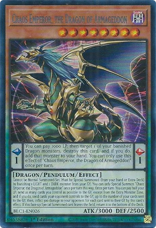 Chaos Emperor, the Dragon of Armageddon (Silver) [BLC1-EN026] Ultra Rare | GnG Games