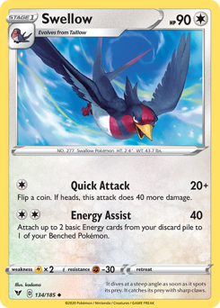 Swellow (134/185) [Sword & Shield: Vivid Voltage] | GnG Games