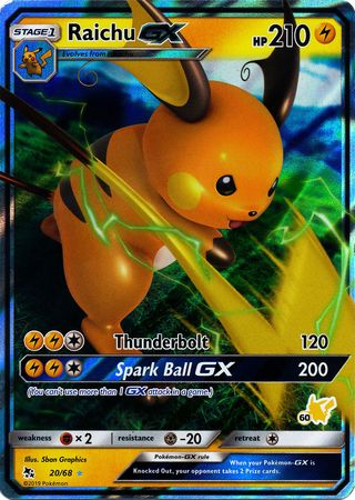 Raichu GX (20/68) (Pikachu Stamp #60) [Battle Academy 2020] | GnG Games