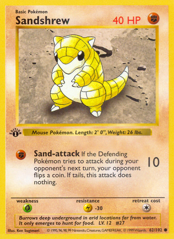 Sandshrew (62/102) (Shadowless) [Base Set 1st Edition] | GnG Games