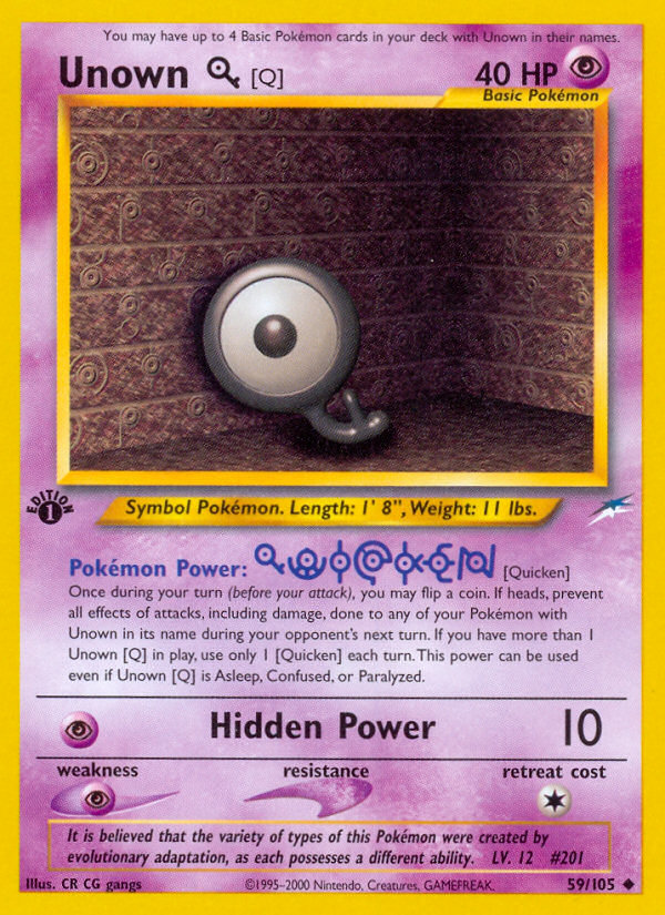 Unown [Q] (59/105) [Neo Destiny 1st Edition] | GnG Games